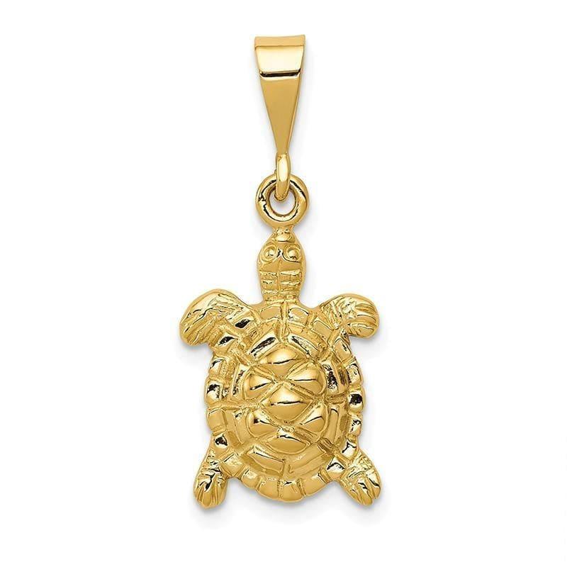 14k Solid Polished Open-Backed Sea Turtle Charm - Seattle Gold Grillz