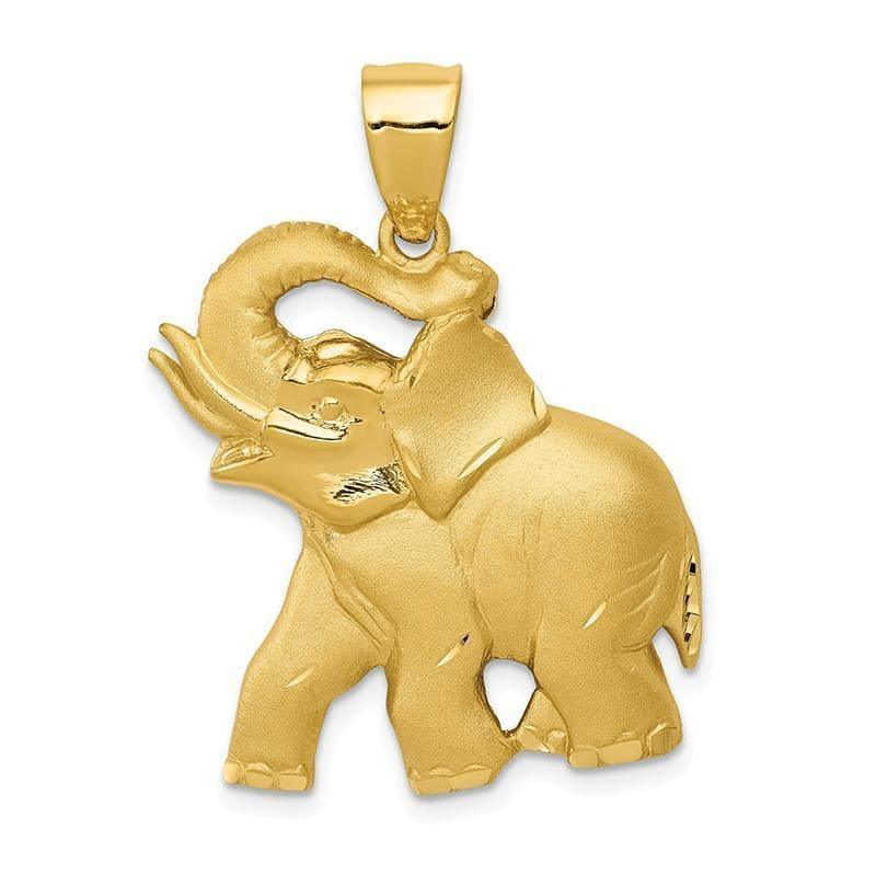 14k Solid Satin Diamond-cut Open-Backed Elephant Pendant - Seattle Gold Grillz