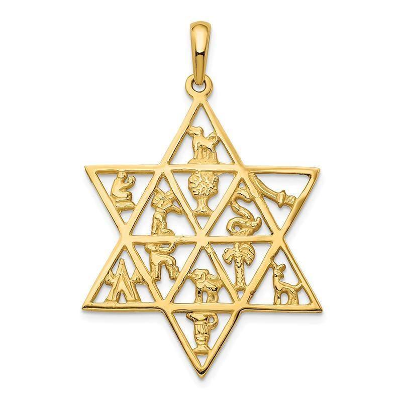 14K Star Of David 12 Tribes Pendant. Weight: 4, Length: 45, Width: 29 - Seattle Gold Grillz