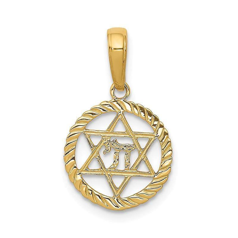 14K Star of David and Chi in Circle Pendant. Weight: 0.54, Length: 18, Width: 13 - Seattle Gold Grillz