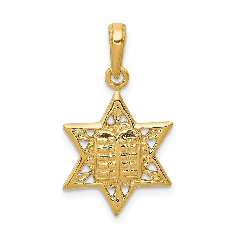 14K Star of David w-Tablets in Center Pendant. Weight: 1.1, Length: 23, Width: 15 - Seattle Gold Grillz