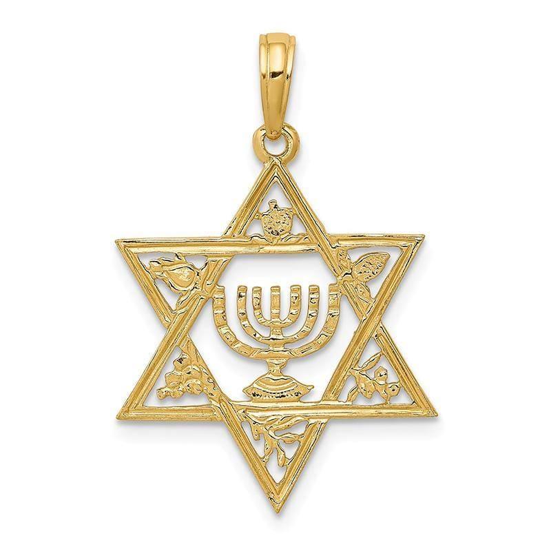 14K Star of David with Menorah Pendant - Seattle Gold Grillz