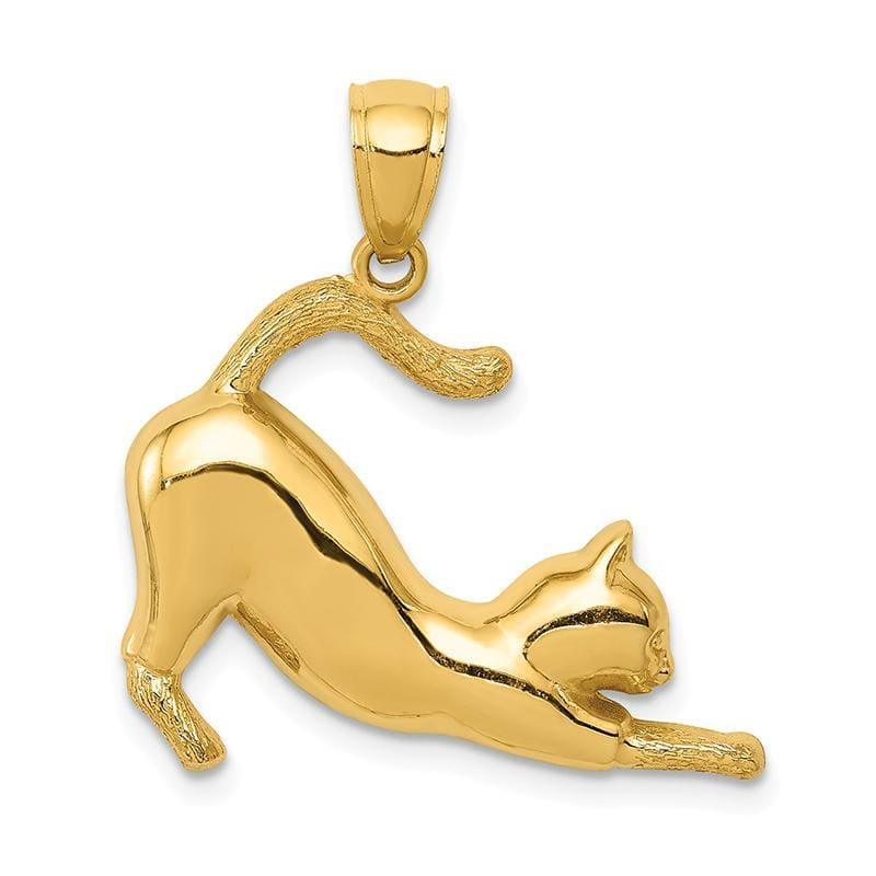 14k Stretching Cat Pendant - Seattle Gold Grillz