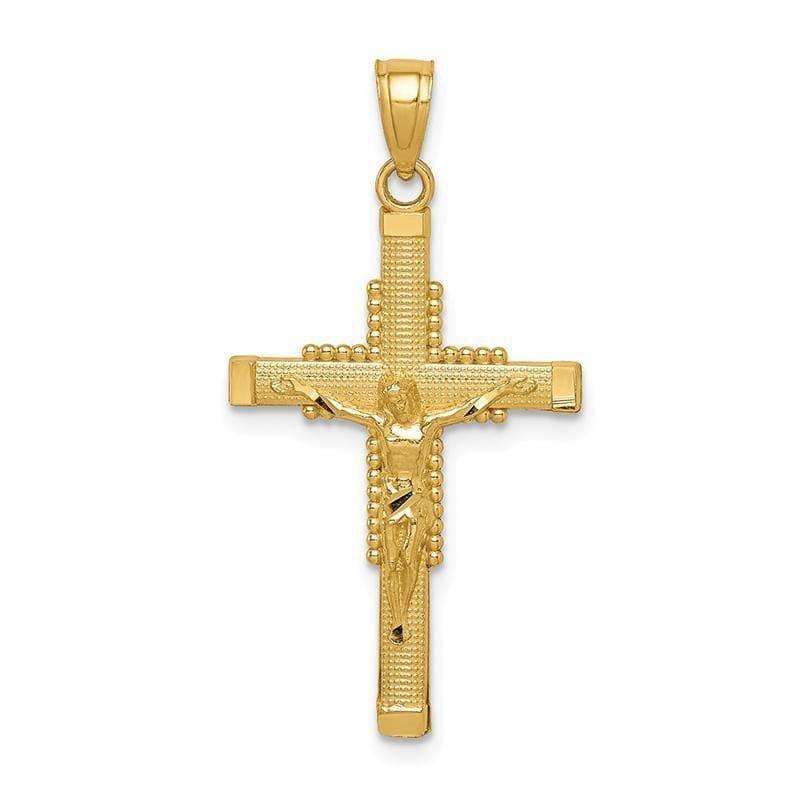 14k Textured Crucifix Pendant. Weight: 0.98, Length: 32, Width: 22 - Seattle Gold Grillz