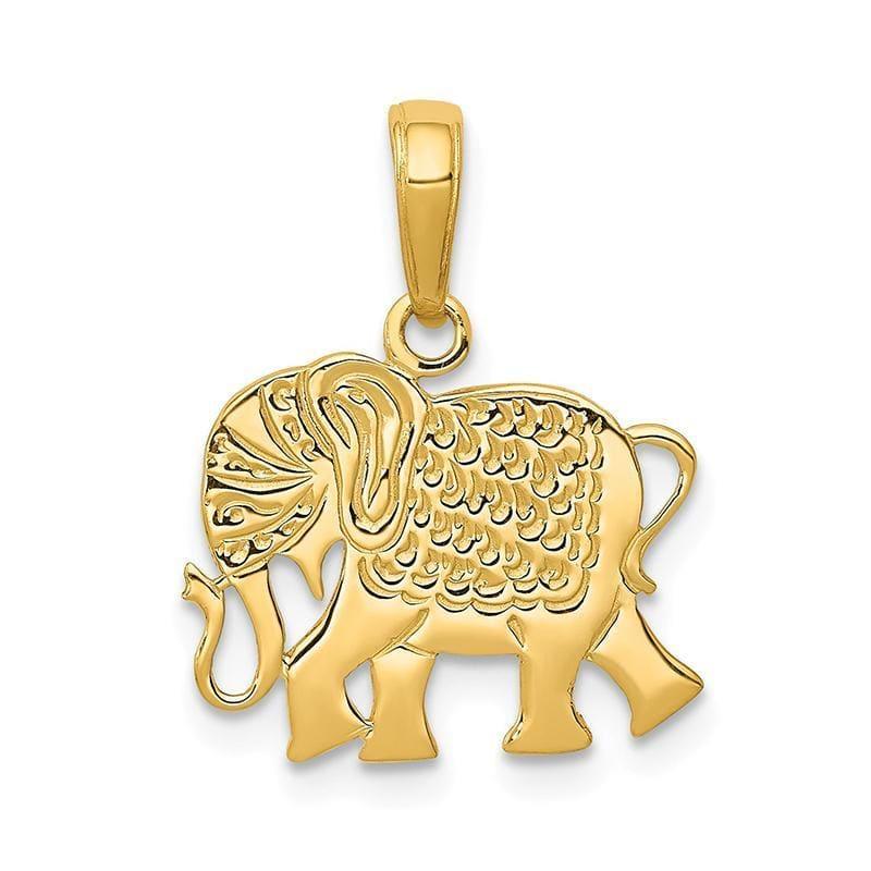 14k Textured Elephant Pendant - Seattle Gold Grillz