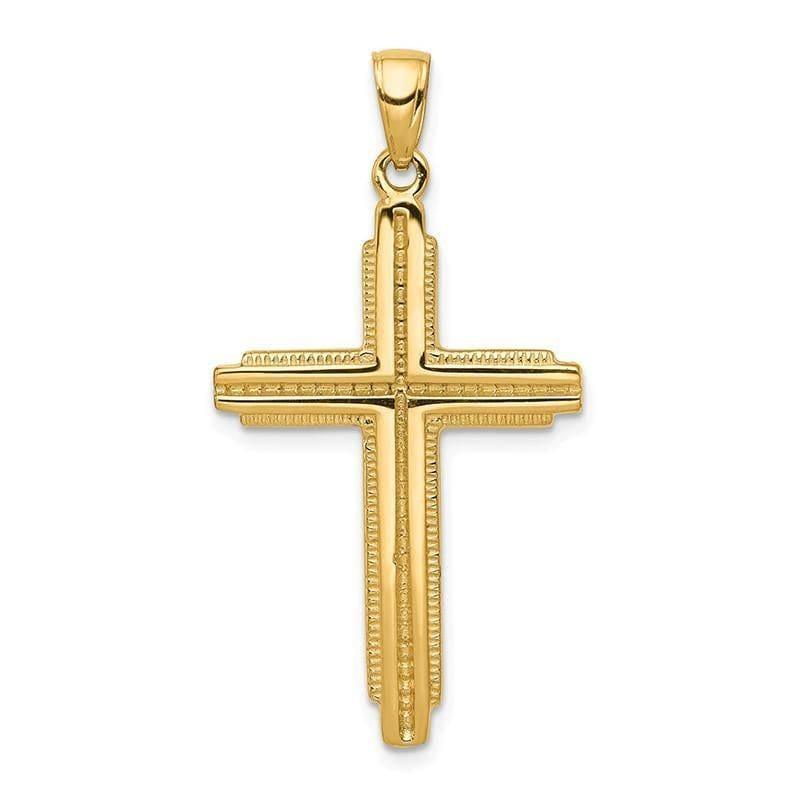 14K Textured Outline Cross Pendant. Weight: 2.99, Length: 38, Width: 20 - Seattle Gold Grillz