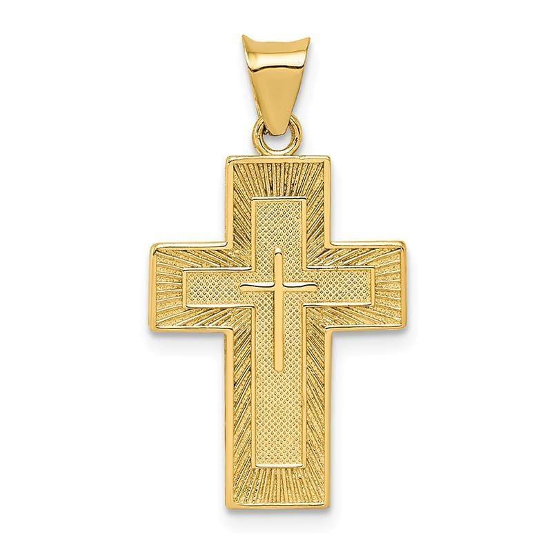 14k Textured Reversible Lord's Prayer in Spanish Cross Pendant - Seattle Gold Grillz