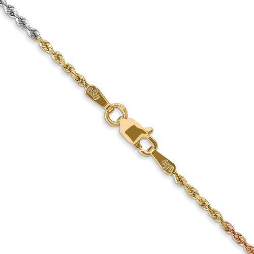 14k Tri-Color 1.5mm Diamond Cut Rope Chain - Seattle Gold Grillz