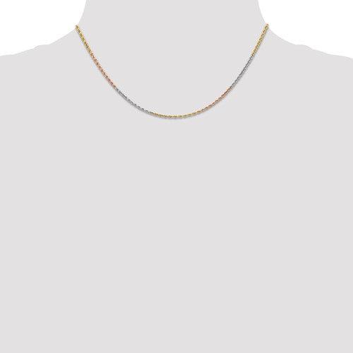 14k Tri-Color 1.5mm Diamond Cut Rope Chain - Seattle Gold Grillz