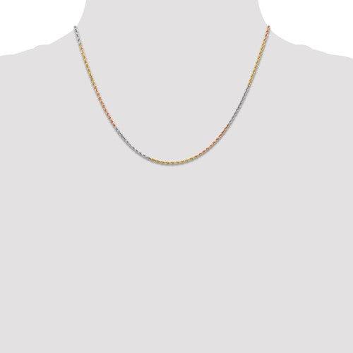 14k Tri-Color 1.5mm Diamond Cut Rope Chain - Seattle Gold Grillz