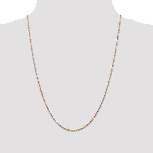 14k Tri-Color 1.5mm Diamond Cut Rope Chain - Seattle Gold Grillz