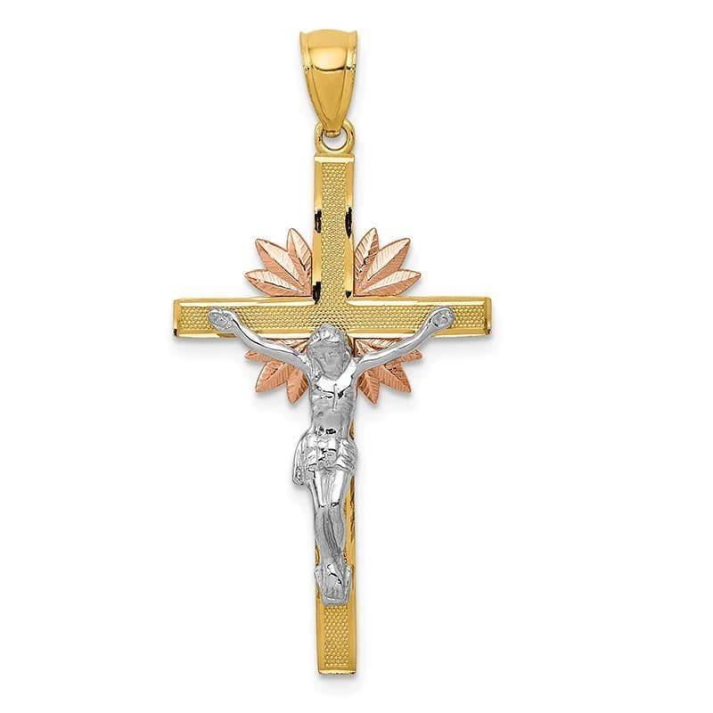 14k Tri-color Crucifix Pendant. Weight: 2.11, Length: 42, Width: 20 - Seattle Gold Grillz