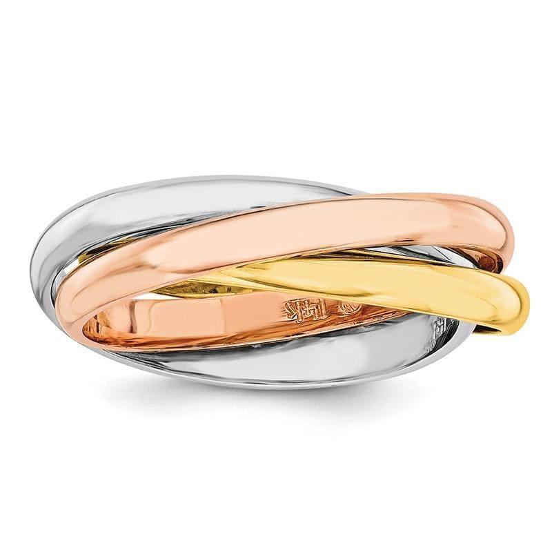 14k Tri-color Polished Rolling Ring - Seattle Gold Grillz