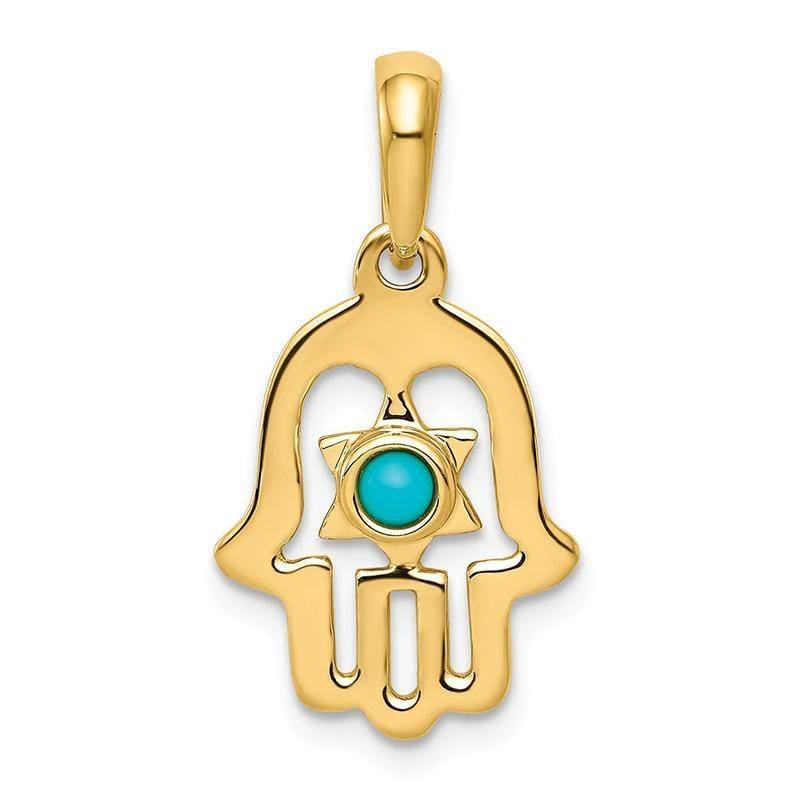 14k Turquoise Chamseh Pendant. Weight: 1.55, Length: 25, Width: 13 - Seattle Gold Grillz