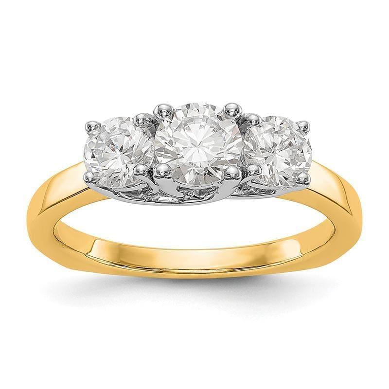 14K Two-tone 3-Stone Diamond Engagement Ring Mounting - Seattle Gold Grillz