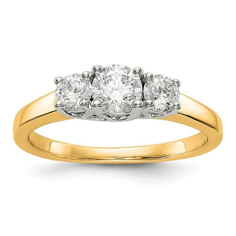 14K Two-tone 3-Stone Diamond Engagement Ring Mounting - Seattle Gold Grillz