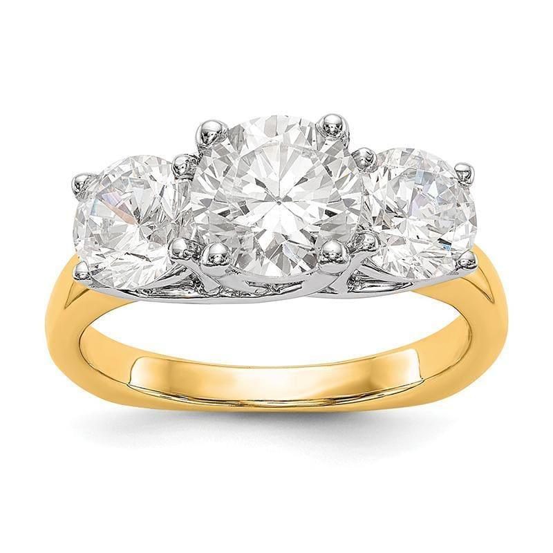 14K Two-tone 3-Stone Diamond Engagement Ring Mounting - Seattle Gold Grillz