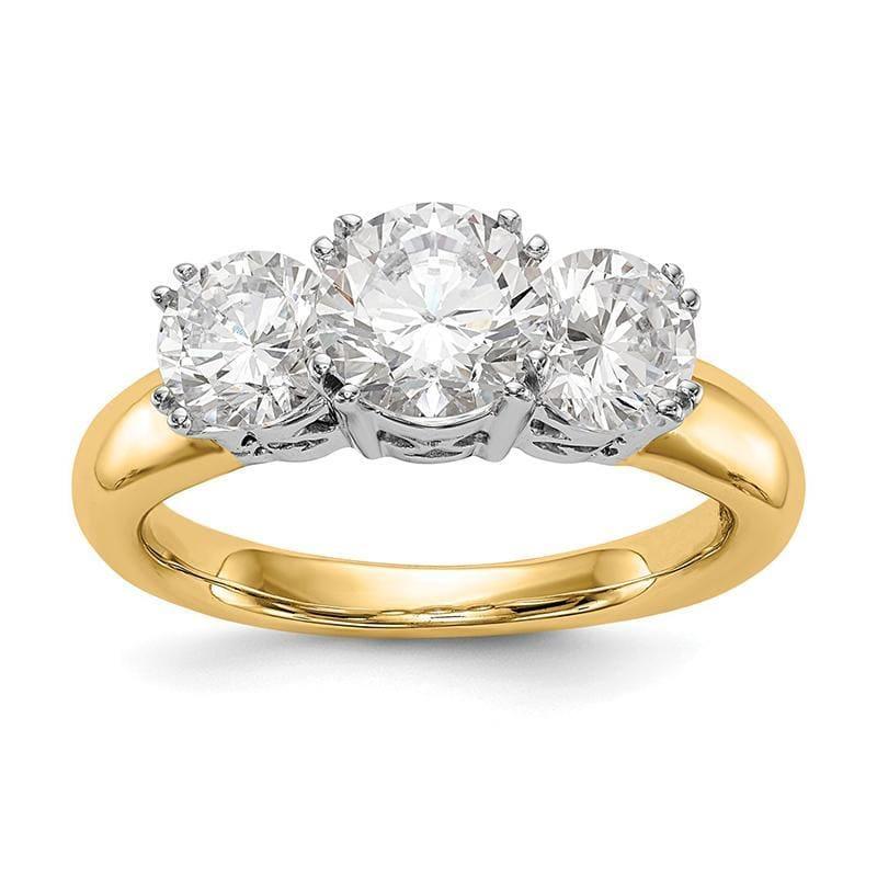 14K Two-tone 3-Stone Diamond Engagement Ring Mounting - Seattle Gold Grillz