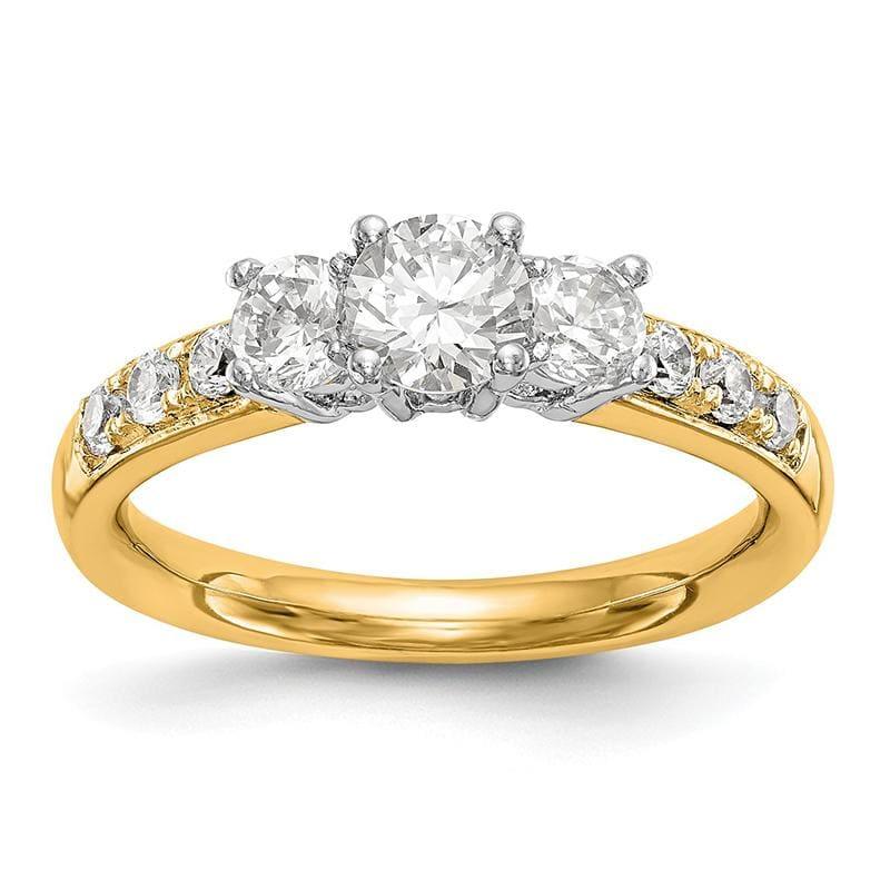 14K Two-tone 3-Stone Diamond Semi-Mount Engagement Ring - Seattle Gold Grillz