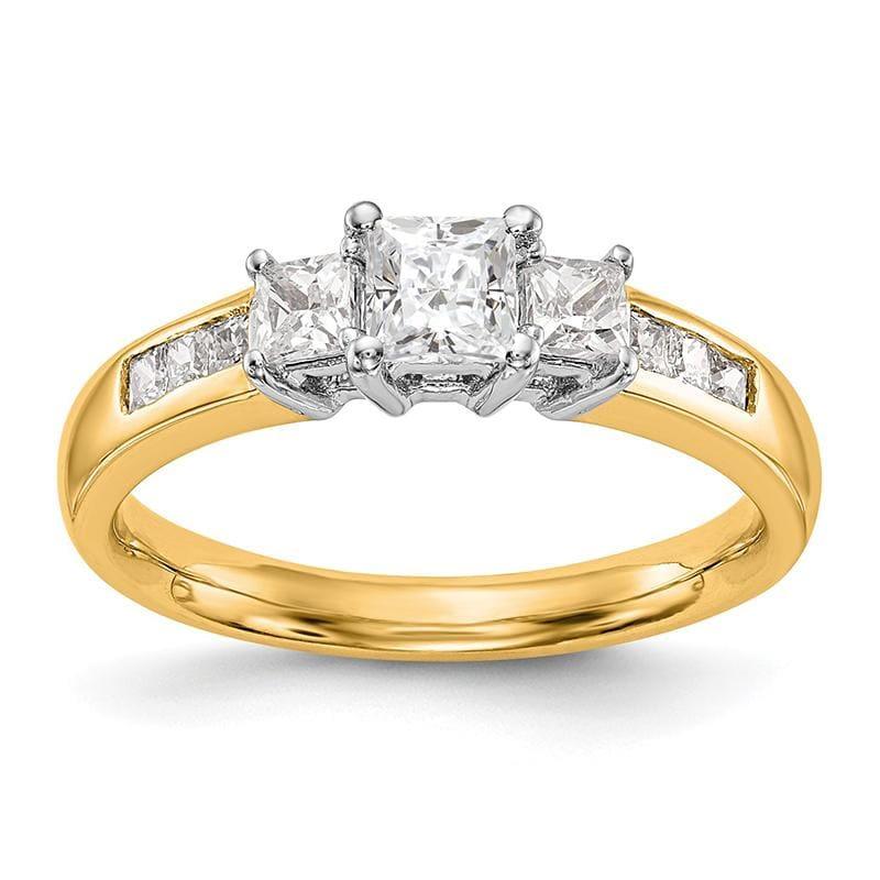 14K Two-tone 3-Stone Diamond Semi-Mount Engagement Ring - Seattle Gold Grillz