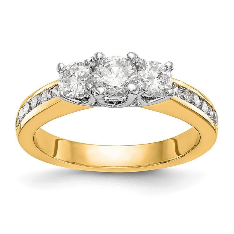 14K Two-tone 3-Stone Diamond Semi-Mount Engagement Ring - Seattle Gold Grillz