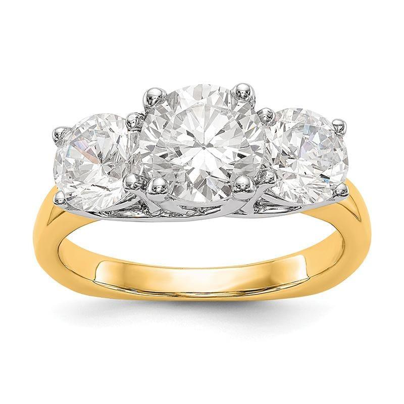 14K Two-tone 3-Stone Diamond Semi-Mount Engagement Ring - Seattle Gold Grillz