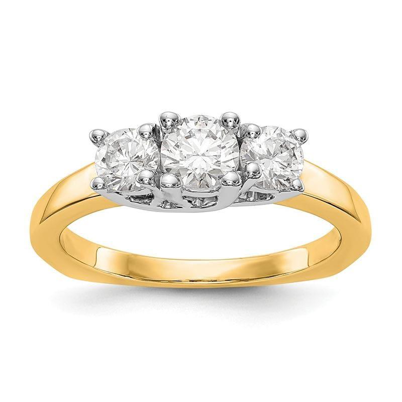 14K Two-tone 3-Stone Diamond Semi-Mount Engagement Ring - Seattle Gold Grillz