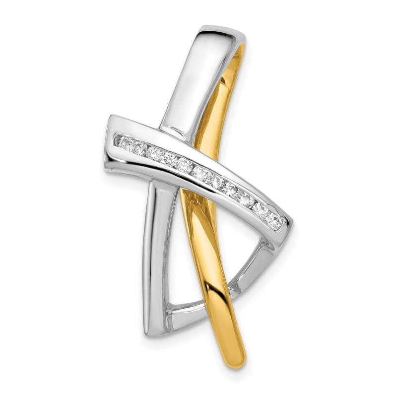 14k Two-tone AA Diamond slide - Seattle Gold Grillz