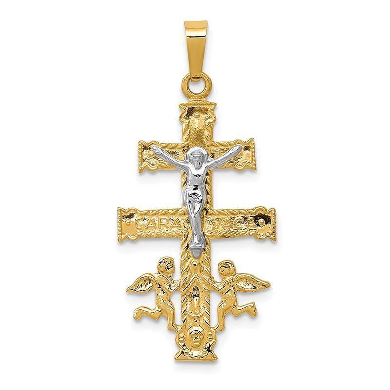 14k Two-tone Cara Vaca Crucifix Pendant - Seattle Gold Grillz