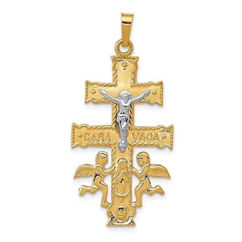 14k Two-tone Cara Vaca Crucifix Pendant - Seattle Gold Grillz