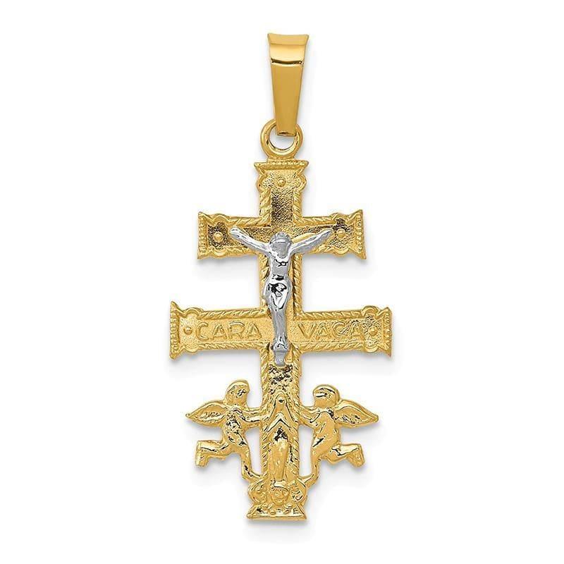 14k Two-tone Cara Vaca Crucifix Pendant - Seattle Gold Grillz