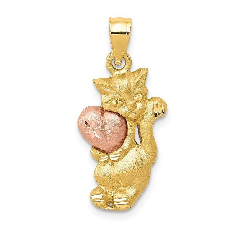 14k Two-Tone Cat Charm | Weight: 1.99grams, Length: 24mm, Width: 11mm - Seattle Gold Grillz