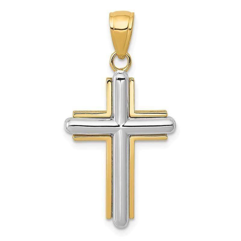 14k Two-tone Cross Pendant - Seattle Gold Grillz