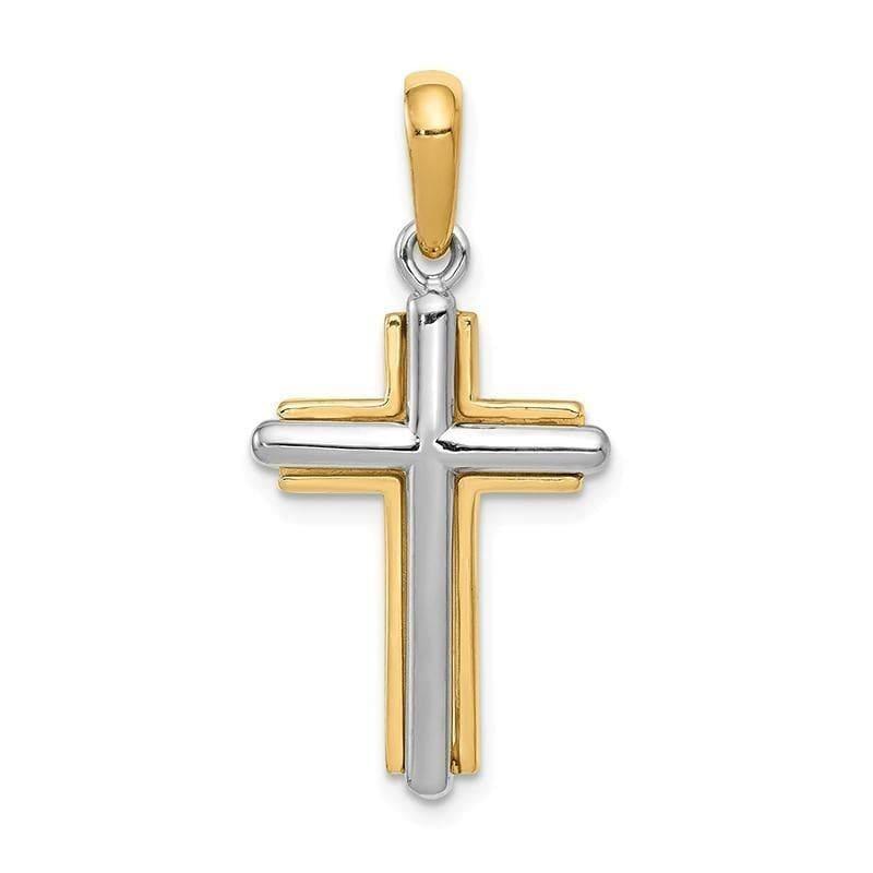 14k Two-tone Cross Pendant. Weight: 2.31, Length: 31, Width: 16 - Seattle Gold Grillz
