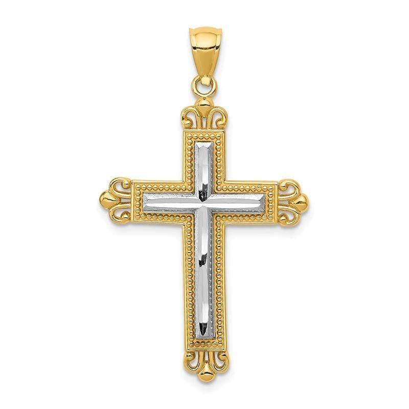 14k Two-tone Cross Pendant. Weight: 2.32, Length: 39, Width: 22 - Seattle Gold Grillz