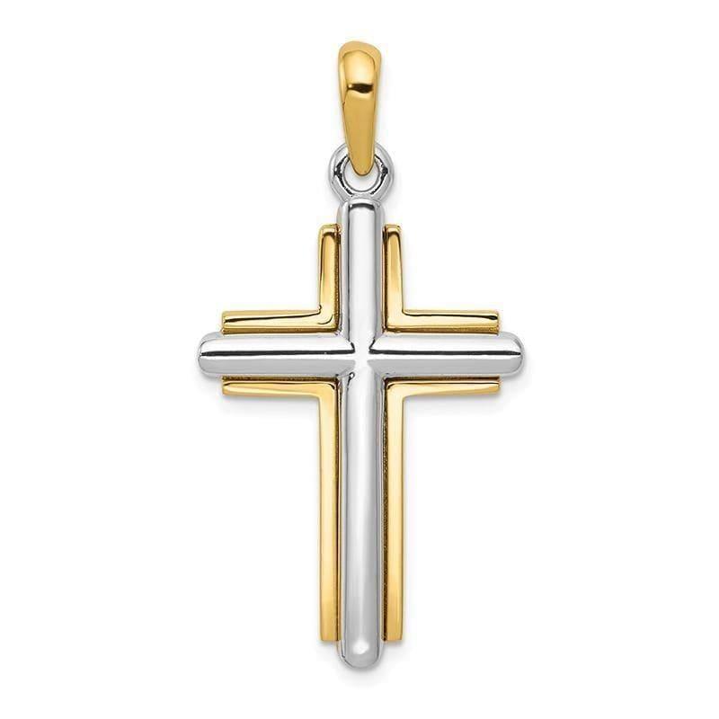 14k Two-tone Cross Pendant. Weight: 5.24, Length: 41, Width: 20 - Seattle Gold Grillz