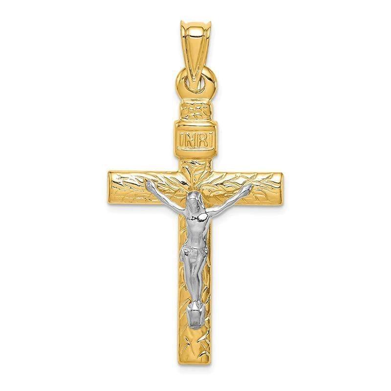 14k Two-Tone Crucifix Pendant - Seattle Gold Grillz