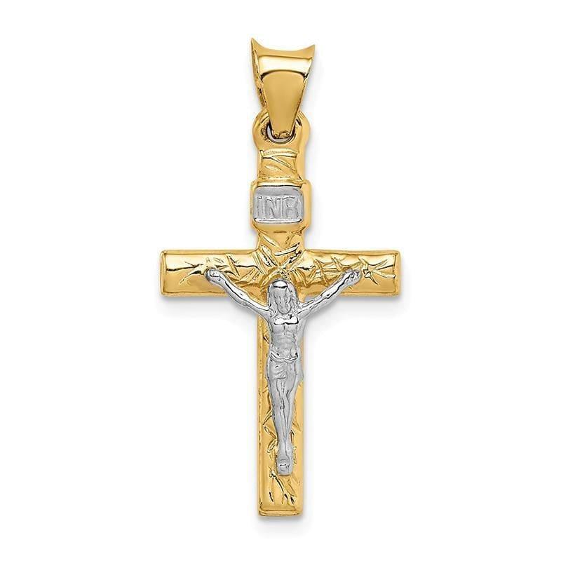 14k Two-Tone Crucifix Pendant - Seattle Gold Grillz