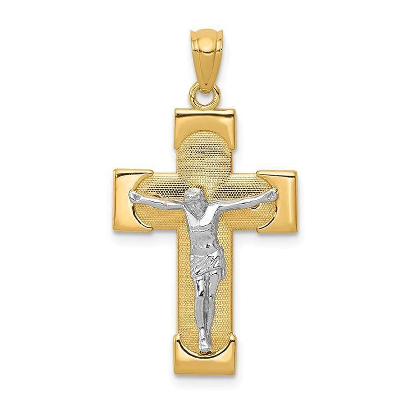 14k Two-tone Crucifix Pendant. Weight: 1.39, Length: 31, Width: 17 - Seattle Gold Grillz