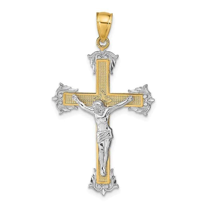 14k Two-tone Crucifix Pendant. Weight: 1.5, Length: 35, Width: 24 - Seattle Gold Grillz