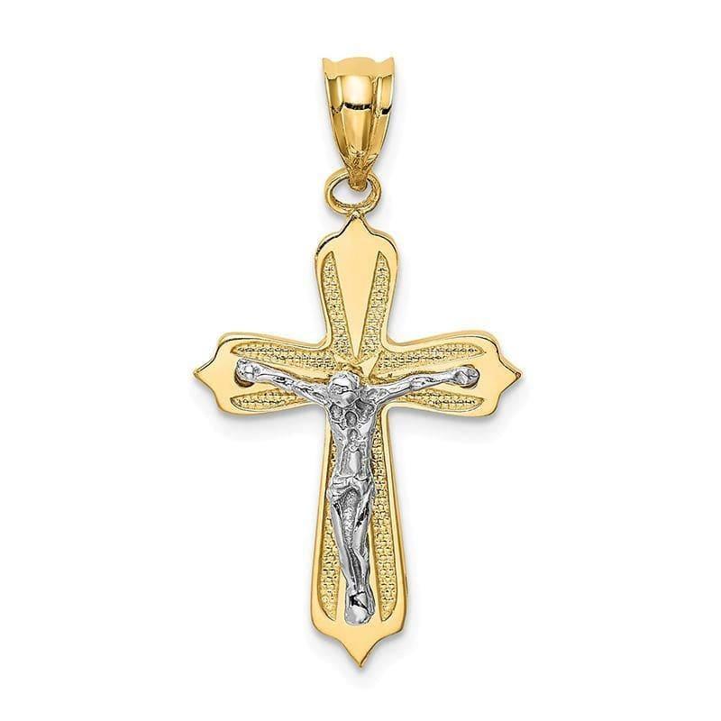 14K Two-tone Crucifix Pendant. Weight: 1.65, Length: 34, Width: 18 - Seattle Gold Grillz