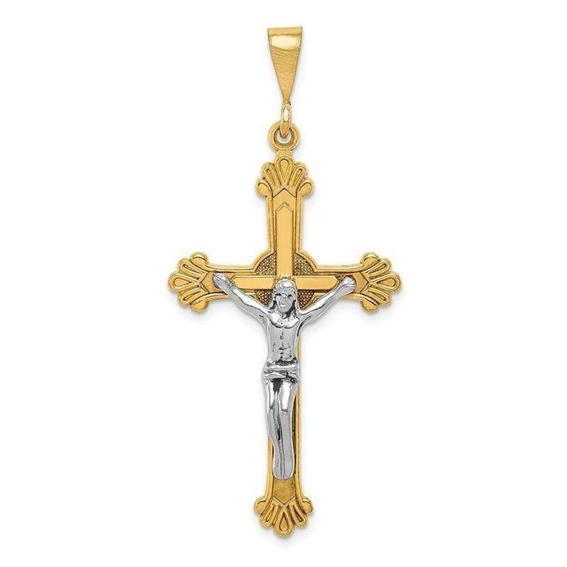 14k Two-tone Crucifix Pendant. Weight: 1.95, Length: 48, Width: 22 - Seattle Gold Grillz