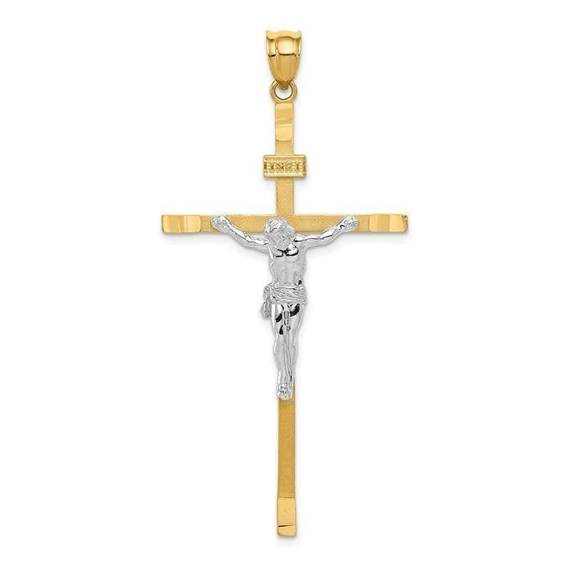 14k Two-tone Crucifix Pendant. Weight: 2.35, Length: 55, Width: 26 - Seattle Gold Grillz