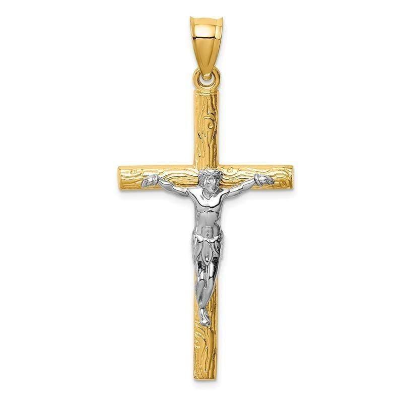14k Two-tone Crucifix Pendant. Weight: 3.32, Length: 50, Width: 25 - Seattle Gold Grillz