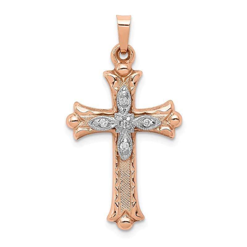 14k Two-tone Diamond Cross Pendant - Seattle Gold Grillz