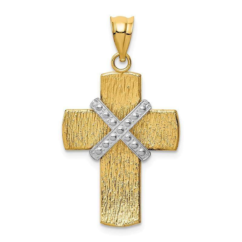 14K Two-tone Diamond-cut Cross Pendant - Seattle Gold Grillz