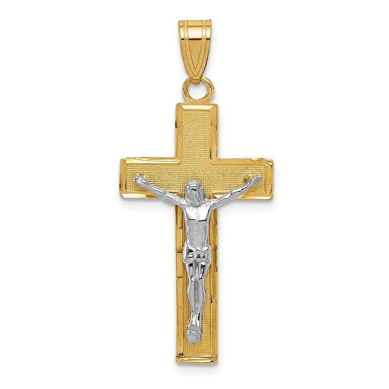 14K Two-tone Diamond-cut Crucifix Pendant. Weight: 1.37, Length: 36, Width: 16 - Seattle Gold Grillz