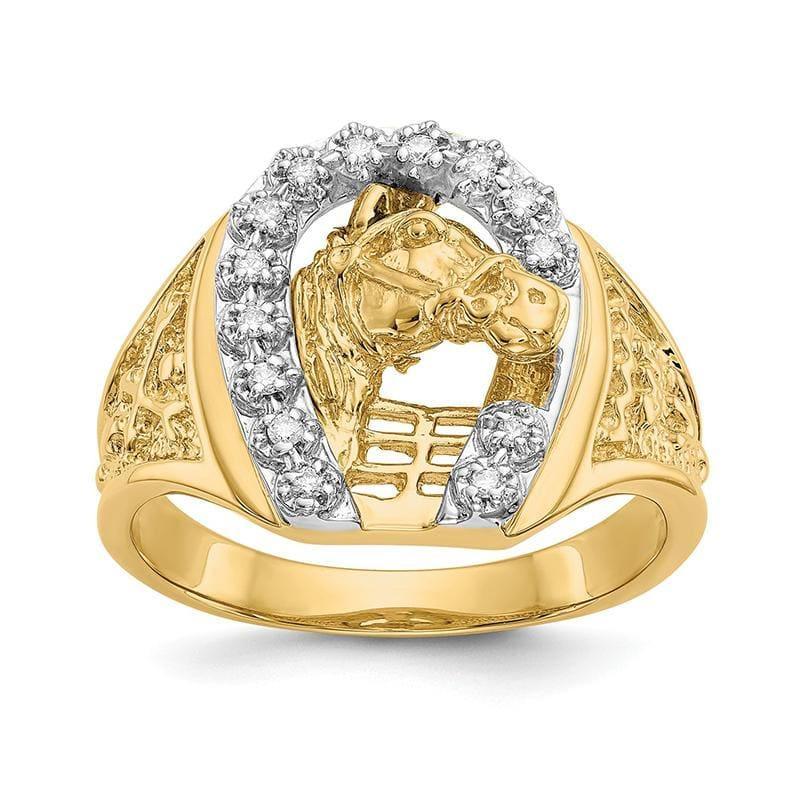 14k Two-tone Diamond Horseshoe Ring - Seattle Gold Grillz