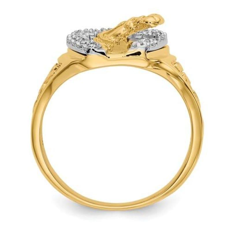 14k Two-tone Diamond Horseshoe Ring - Seattle Gold Grillz