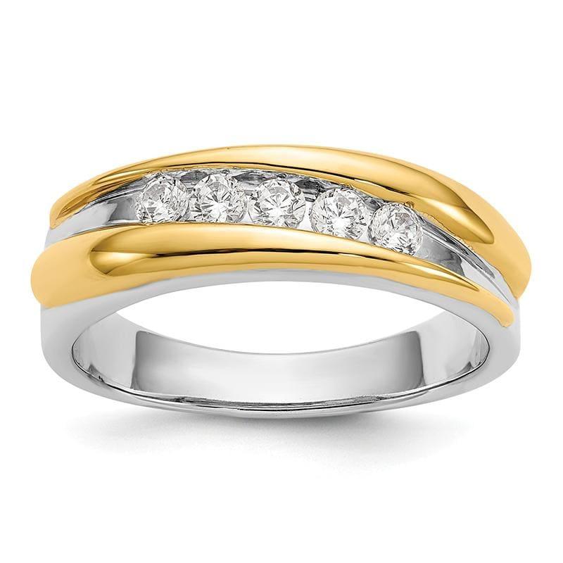 14k Two-tone Diamond Men's Band - Seattle Gold Grillz